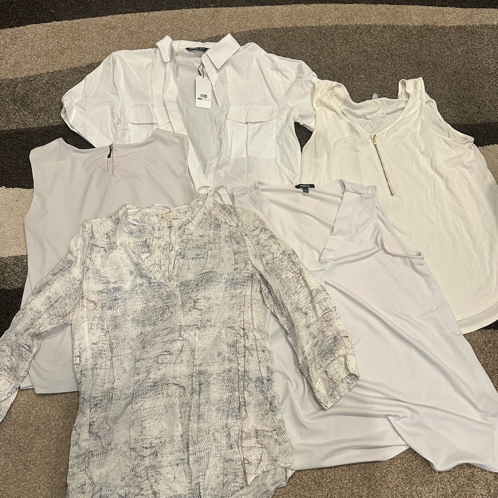 Assorted White and Gray Tops Collection